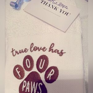 Basic Editions Hand Towel Cat Dog Animal lover White Brown Gift NWT NEW